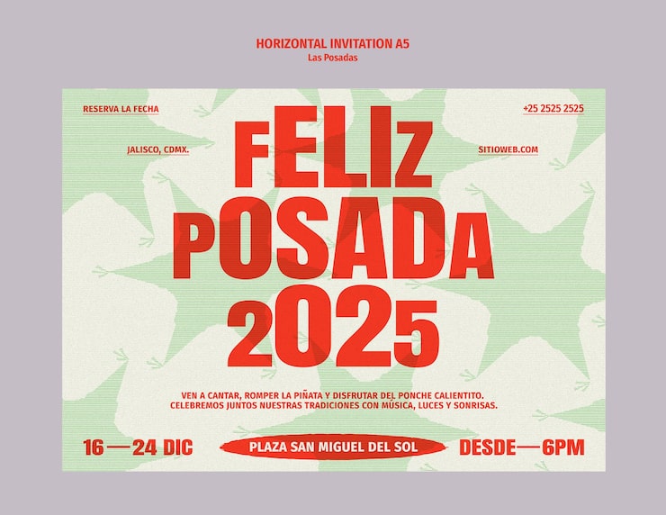 PSD gratuito invitación festiva feliz posada 2025