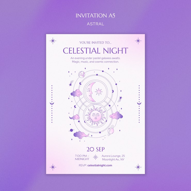 PSD gratuito invitación para noche celestial