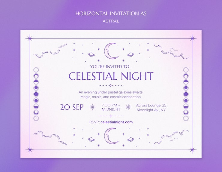 PSD gratuito invitación para noche celestial