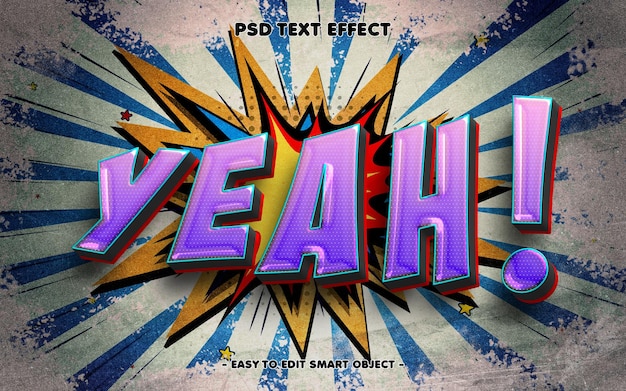 Gratis PSD ja, comic style, bewerkbare tekst-effect.