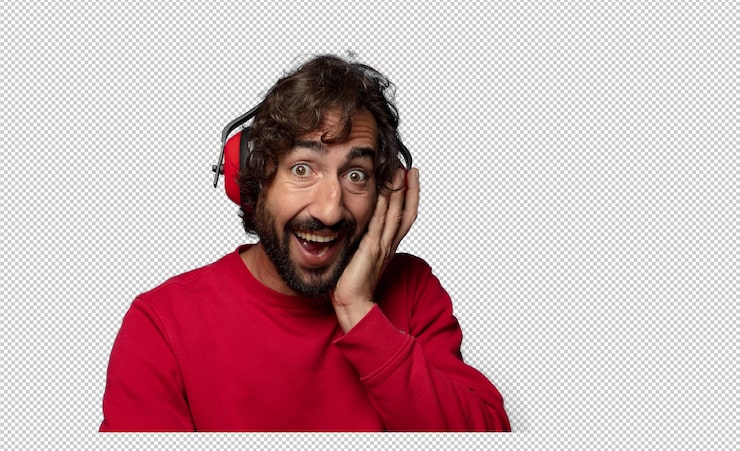 Gratis PSD jonge volwassen baarde man met oorbescherming