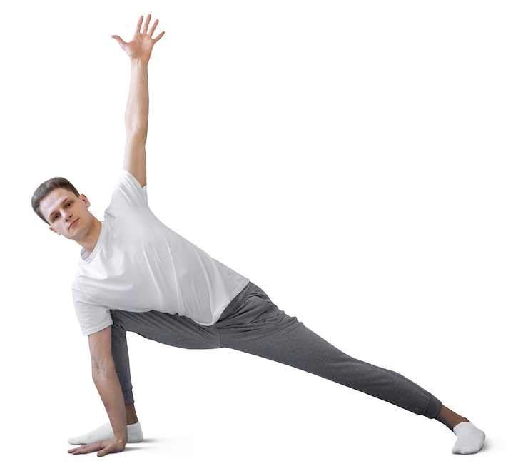 PSD gratuito un joven haciendo una posición de yoga