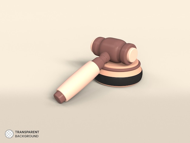 PSD gratuito juez, martillo, icono, aislado, 3d, render, ilustración