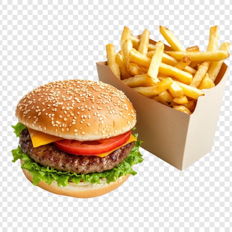 PSD gratuito juicy cheeseburger con patatas fritas crujientes