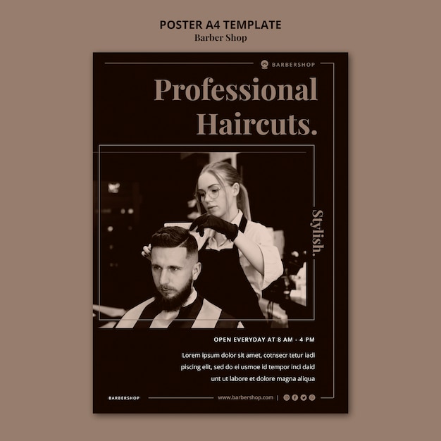 Gratis PSD kapper winkel verticale poster