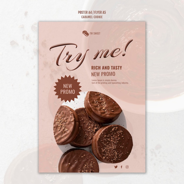 Gratis PSD karamel koekjes poster sjabloon