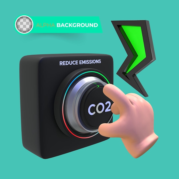 PSD Gratis kurangi emisi co2. render 3d