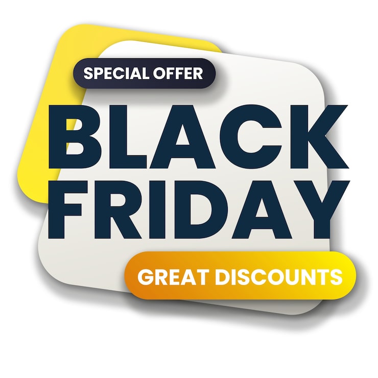 PSD Gratis label black friday terisolasi