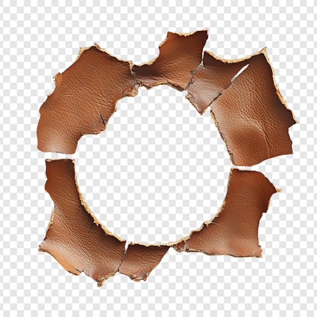 Gratis PSD leather torn circle frame een gestructureerd bruin frame voor uw ontwerpen