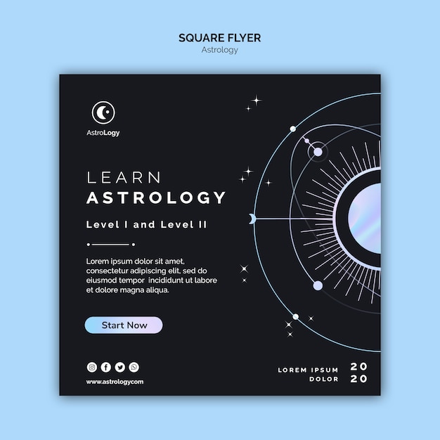 Gratis PSD leer astrologie vierkante flyer