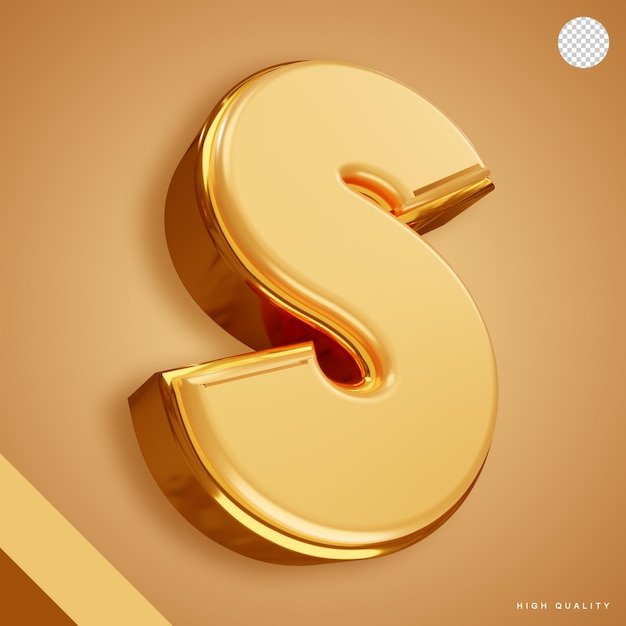 PSD gratuito letra s dorada brillante en 3d