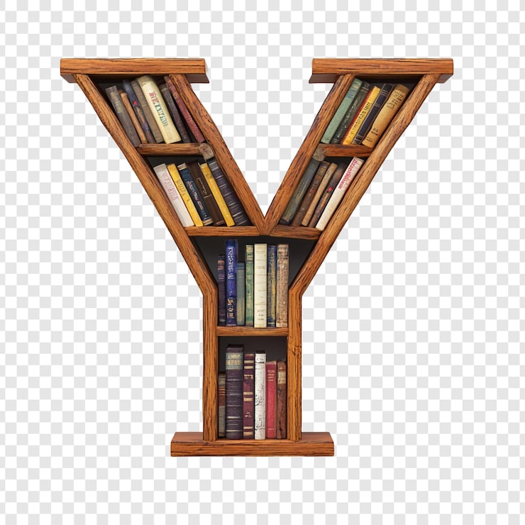 PSD gratuito librería de madera en forma de la letra y