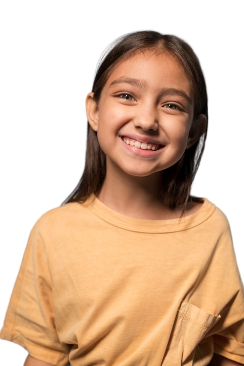 PSD gratuito lindo, sonriente, niña, retrato