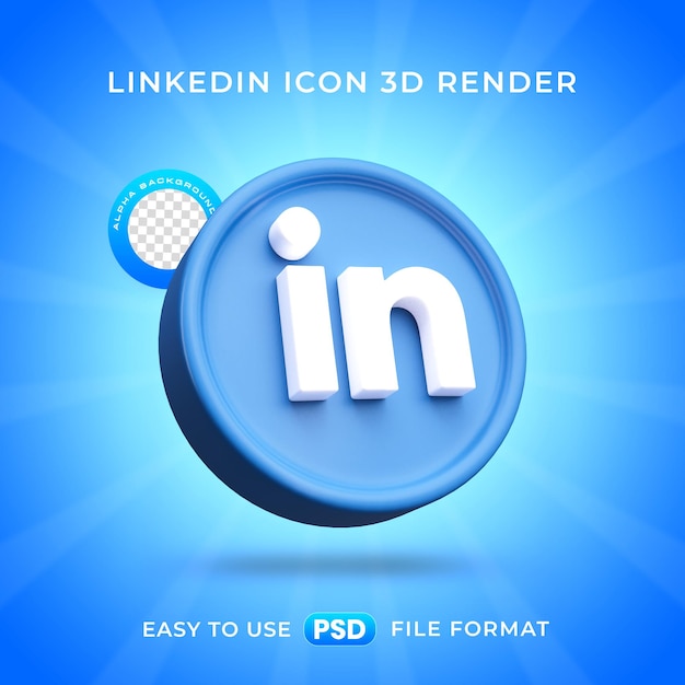 Gratis PSD linkedin-logo-icoon geïsoleerde 3d-renderillustratie