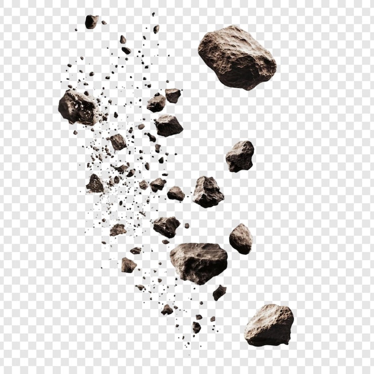 PSD gratuito la lluvia de meteoritos y las rocas cósmicas que caen por el espacio