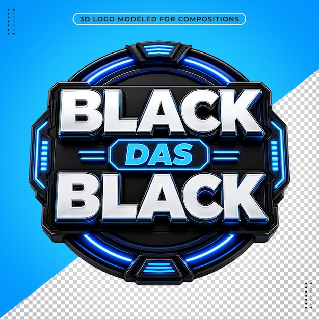 PSD gratuito logo 3d nero e blu per composizioni