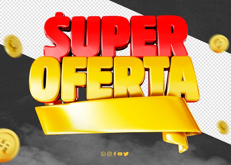 PSD gratuito logo 3d render súper oferta para composiciones de promoción