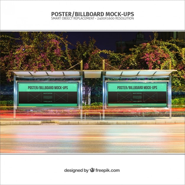 PSD Gratis maket poster halte bus