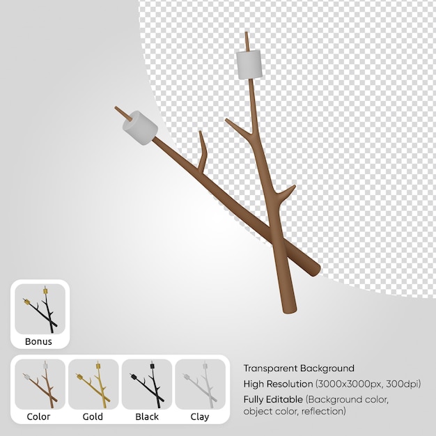 PSD gratuito malvavisco 3d con madera