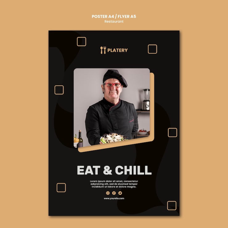 PSD gratuito mangia e rilassati modello di poster del ristorante