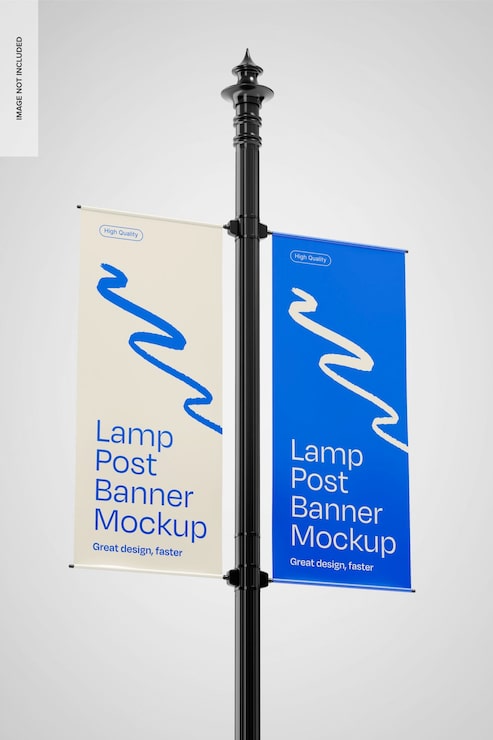 PSD gratuito maqueta de banner de poste de luz