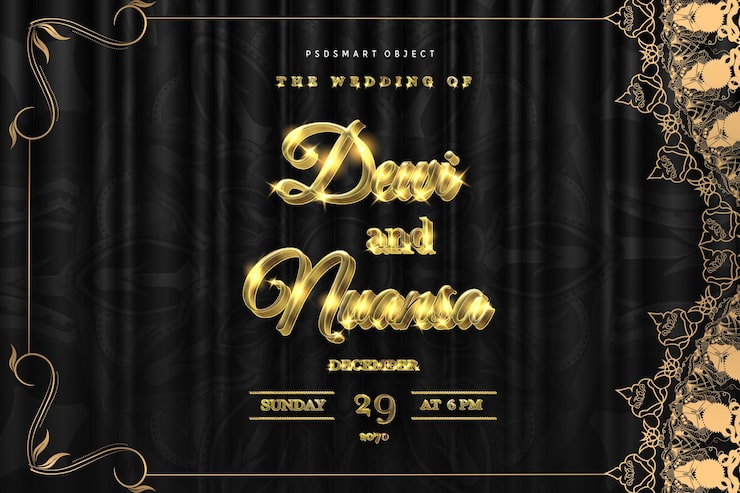 PSD gratuito maqueta de diseño de tarjeta de invitación de boda de lujo