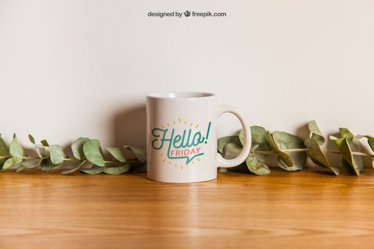 PSD gratuito maqueta de taza con decoración floral