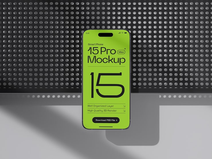 PSD gratuito maqueta de teléfono inteligente 15 pro max