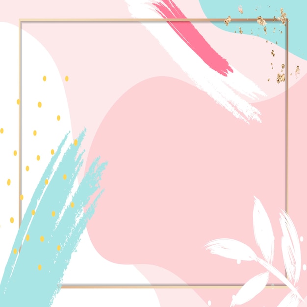 PSD gratuito marco de memphis rosa pastel psd con hojas