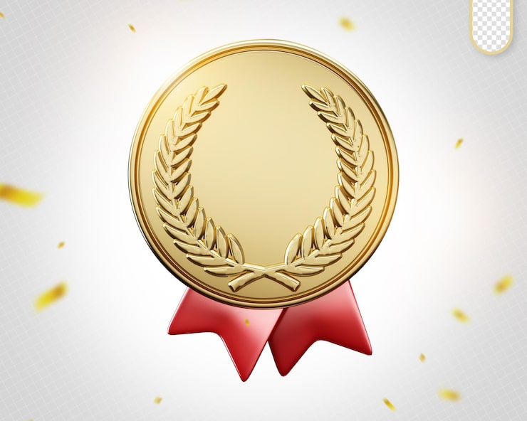 PSD gratuito medallas renderizado en 3d para la composición del premio al campeón