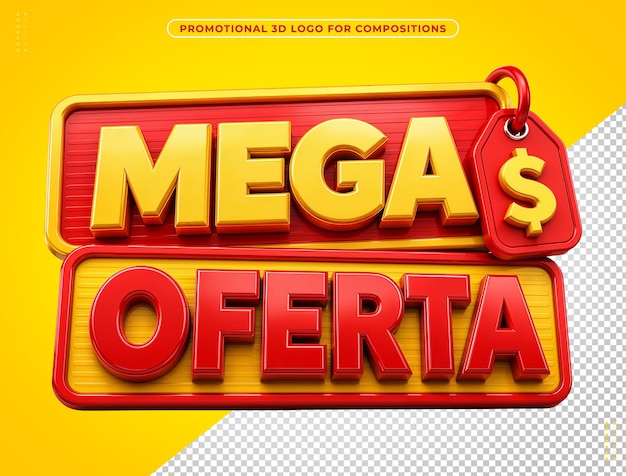 PSD gratuito mega oferta de logotipo 3d para composiciones