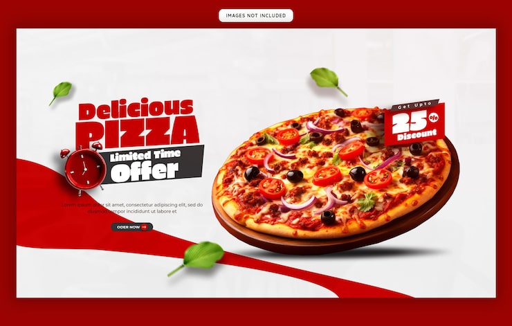 PSD gratuito menú de comida y plantilla de banner web de pizza deliciosa