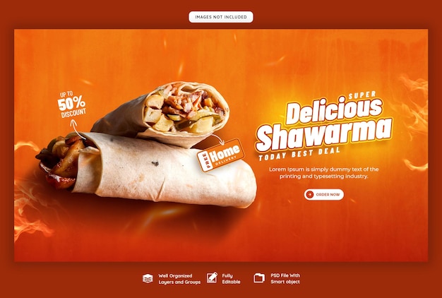 PSD gratuito menu di cibo e modello di banner web ristorante
