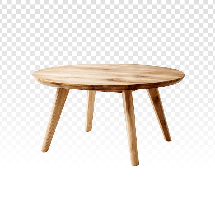 PSD gratuito mesa de centro redonda de madera aislada