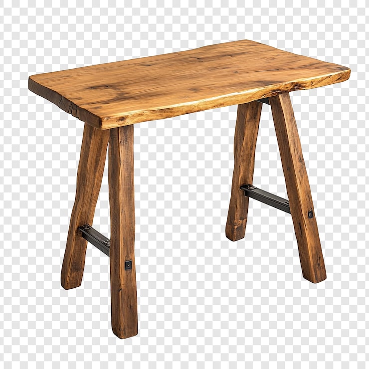 PSD gratuito mesa de madera rústica con patas de marco