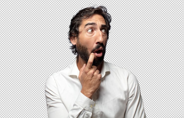 PSD gratuito con mirada sorprendida, nerviosa, preocupada o asustada mirando hacia el lado hacia el espacio de copia