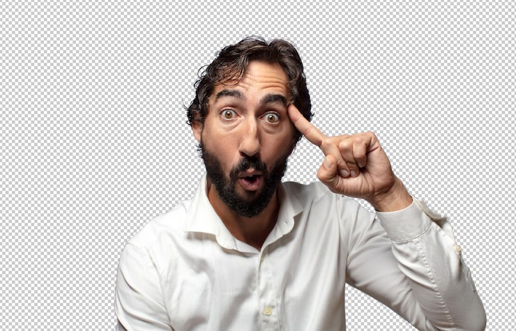 PSD gratuito mirando sorprendido boquiabierto sorprendido al darse cuenta de una nueva idea o concepto de pensamiento
