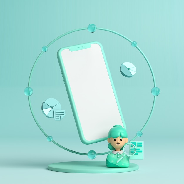 Gratis PSD mobiele app analytics 3d rendering