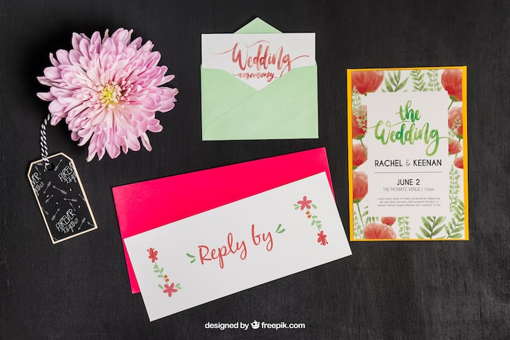 PSD gratuito mockup elegante de papelería para boda
