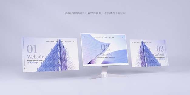 PSD Gratis mockup presentasi situs web layar desktop terisolasi