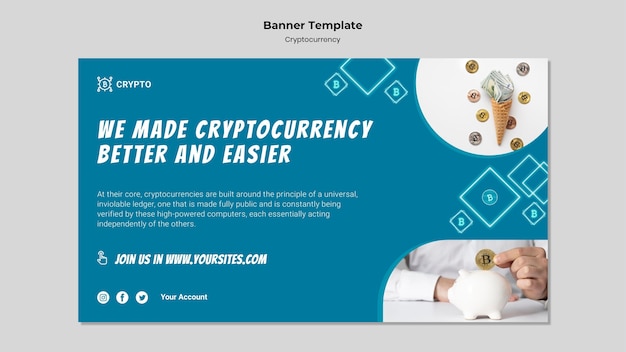 PSD gratuito modello di banner di criptovaluta