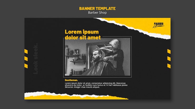 PSD gratuito modello di banner per attività di negozio di barbiere