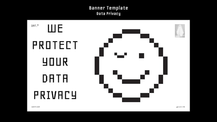 PSD gratuito modello di banner per la privacy dei dati di design piatto