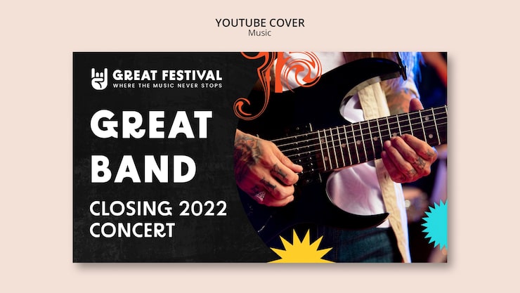 PSD gratuito modello di copertina di youtube per spettacoli musicali
