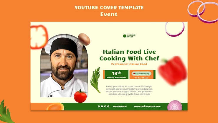 PSD gratuito modello di evento cuoco design piatto
