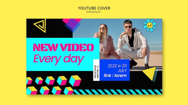 PSD gratuito modello di influencer dal design piatto