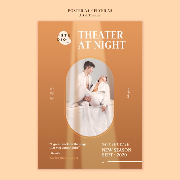 PSD gratuito modello di poster di arte e teatro