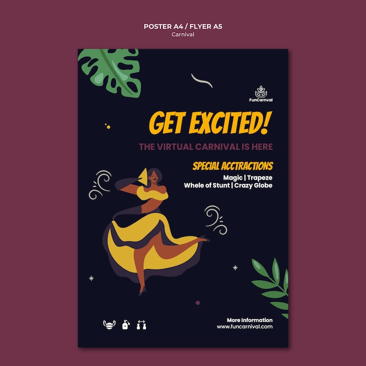 PSD gratuito modello di poster di carnevale