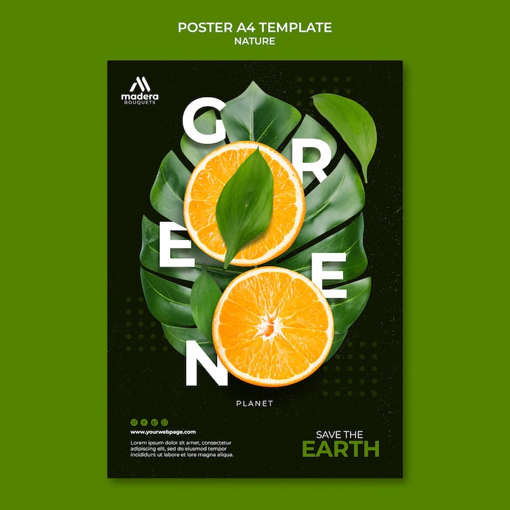PSD gratuito modello di poster di design della natura