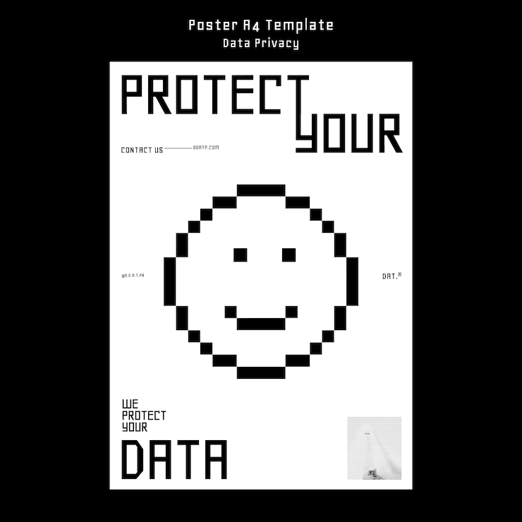 PSD gratuito modello di poster sulla privacy dei dati di design piatto